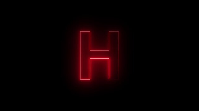 Glowing Neon Letter H Futuristic Alphabet Initial Logo Sign Lighted Typography On Dark Isolated Background Stock Photo.