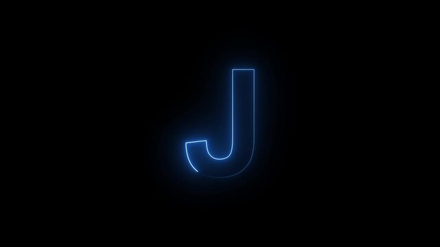 Glowing Neon Letter J Futuristic Alphabet Initial Logo Sign Lighted Typography On Dark Isolated Background Stock Photo.