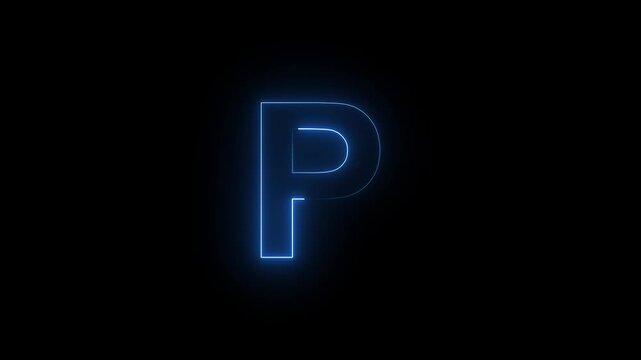 Glowing Neon Letter P Futuristic Alphabet Initial Logo Sign Lighted Typography On Dark Isolated Background Stock Photo.