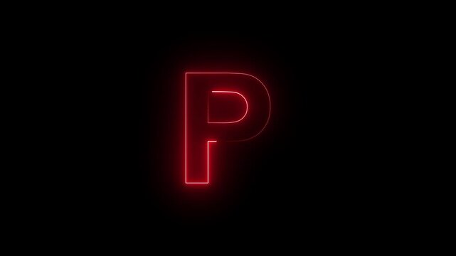 Glowing Neon Letter P Futuristic Alphabet Initial Logo Sign Lighted Typography On Dark Isolated Background Stock Photo.