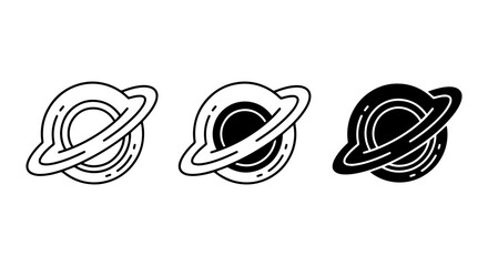 Planet Icons Set: Cosmic Orbit, Celestial Body, Space Exploration Vector Graphics © oshim