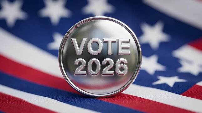 Silver Vote 2026 button on American flag.