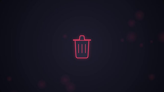 Glowing Red Trash Can Icon Pulsing Against A Dark Abstract