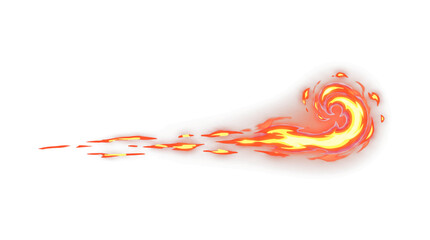 Vibrant fireball and comet trail game effect, isolated on transparent background, perfect for mobile game VFX, RPG magic spells, and fantasy action scenes. © dedoteto