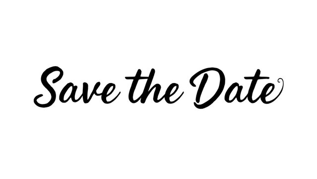 Save the date wedding invitation typography calligraphic script isolated on white background