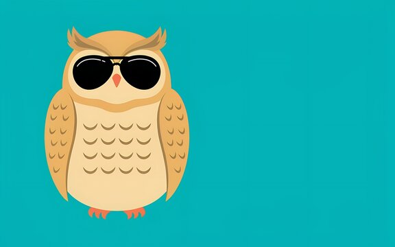 Cool owl wearing sunglasses flat vector illustration character design