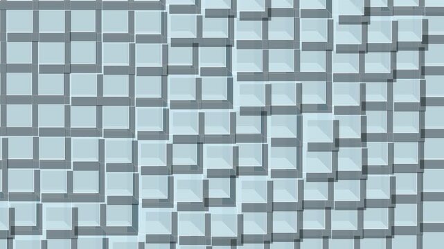 Abstract 3D geometric background featuring moving blue square tiles grid pattern