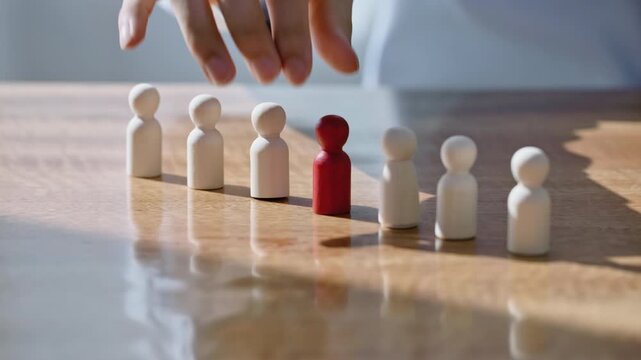 Wooden peg figures representing diversity and organization in human resources