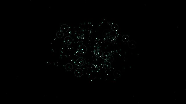 A network mesh rotating slowly in cool white on a pure black background, ready to drop straight onto footage with a screen or add blend mode. Seamless looping 4K overlay element for video editing, tit