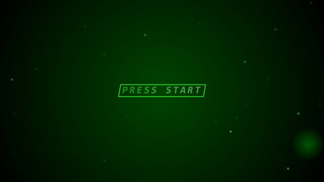 Retro green digital screen with 'Press Start' message