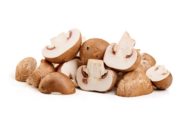 Fototapeta premium Fresh Brown Mushrooms Isolated on White Background