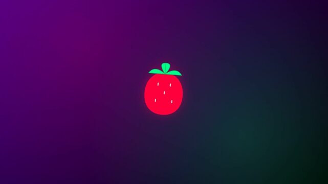 Minimalist digital illustration of a strawberry with vibrant gradient background