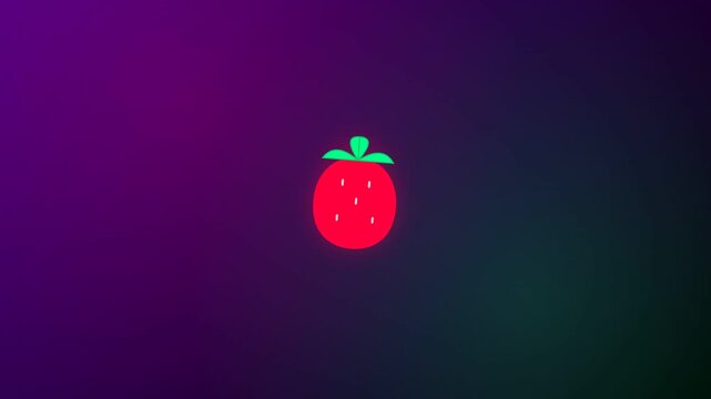 Minimalist strawberry icon on vibrant gradient background