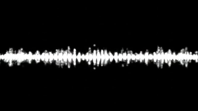 White audio waveform frequency on a black background