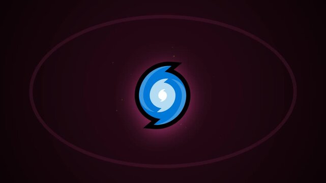 Abstract hurricane symbol in vibrant blue on dark background