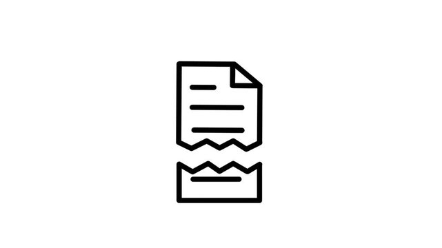 Corrupted file icon with a black outline and broken paper symbol, representing damaged documents, file errors, data loss, document issues, or system problems.