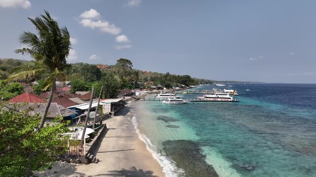 Aerial view of the pier of Penida island in Bali, Indonesia