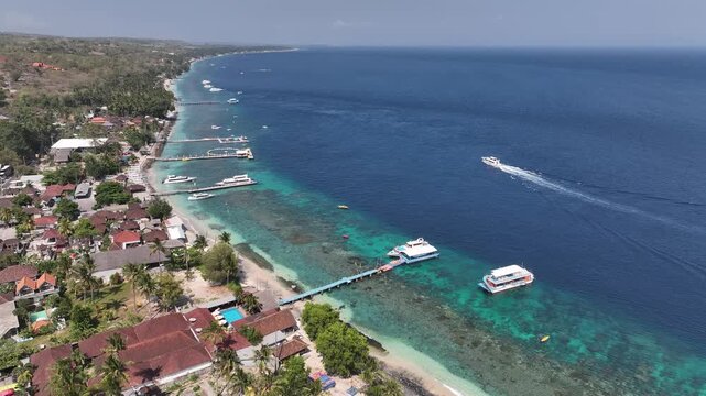 Aerial view of the pier of Penida island in Bali, Indonesia