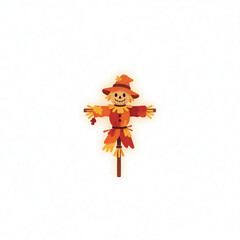 Naklejka premium Cute cartoon scarecrow autumn harvest character
