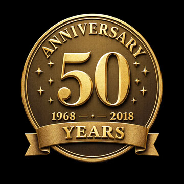 Golden anniversary emblem celebrating fifty years from nineteen sixty eight to two thousand eighteen design