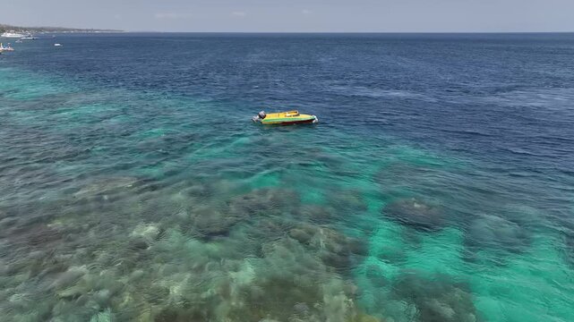 Aerial view of the pier of Penida island in Bali, Indonesia
