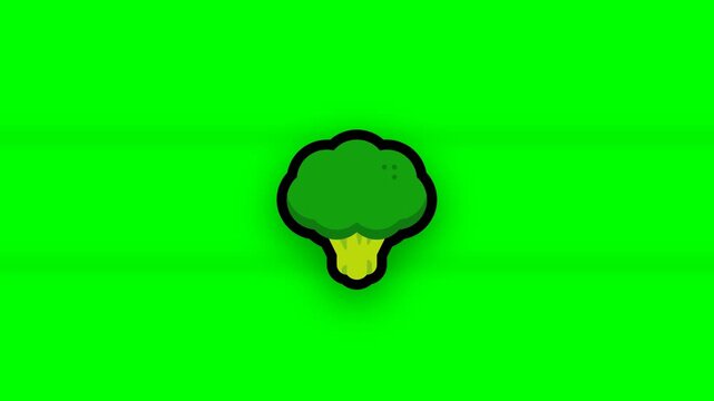 Minimalist broccoli icon on vibrant green background