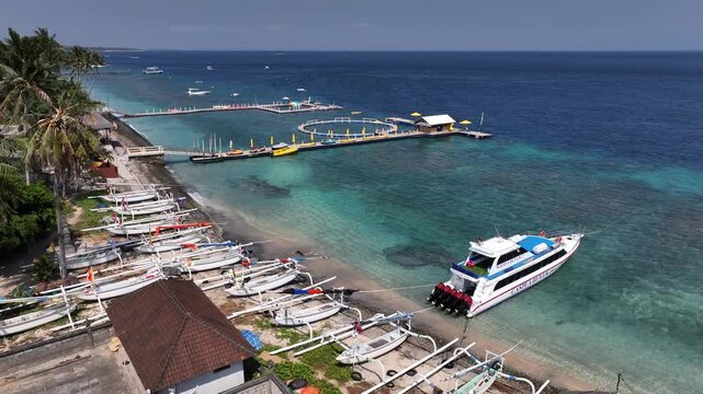 Aerial view of the pier of Penida island in Bali, Indonesia