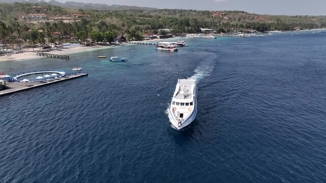 Aerial view of the pier of Penida island in Bali, Indonesia
