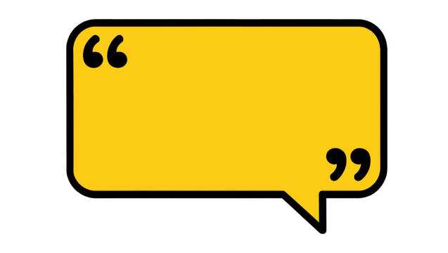 Yellow speech bubble with quotation marks, isolated on transparent background