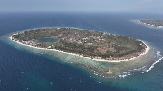 Panoramic aerial view of Gili  islands in Lombok, Indonesia