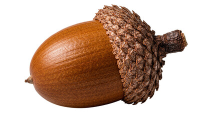 Brown textured acorn with rough cap, isolated on transparent background © iPNGi
