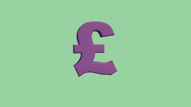 Purple British Pound Sign Melting and Dripping Down, 4K Alpha Channel Animation