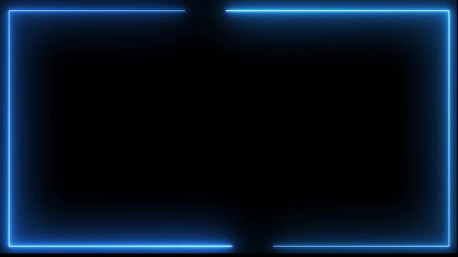 Electric Neon Border Animation | Blue & Green Glowing Frame | Black Background