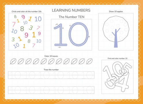 Learning Number 10 Worksheet Template