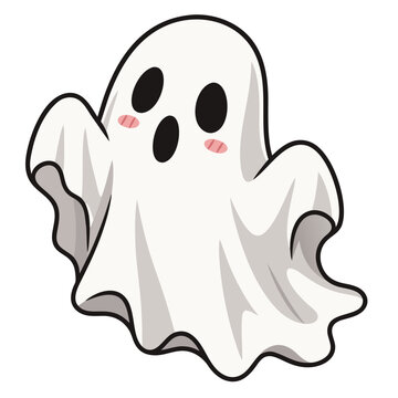 cartoon ghost with blushing cheeks for halloween celebrations vector