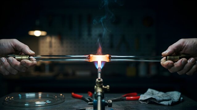 Blacksmithing forges glowing metal rods using fire and tools in a workshop setting