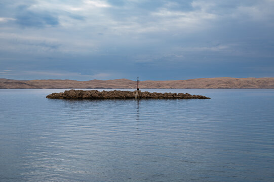 Mali Greben islet located along the coastal route, Karlobag, Croatia