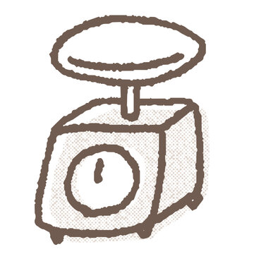 Hand-drawn-style vector illustration of a kitchen scale