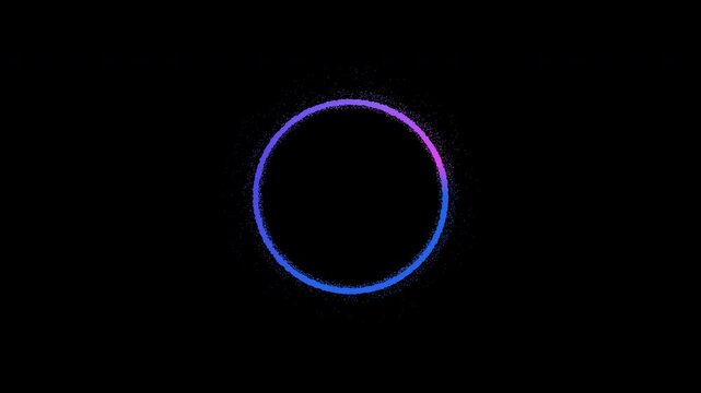 Premium 4K seamless 5-second technical loop featuring a perfect circular core particle ring (R=520px), ultra-smooth continuous rotation, and a traveling density wave with transparent background.