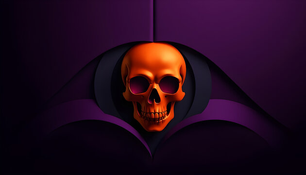 Orange Halloween Skull Abstract 