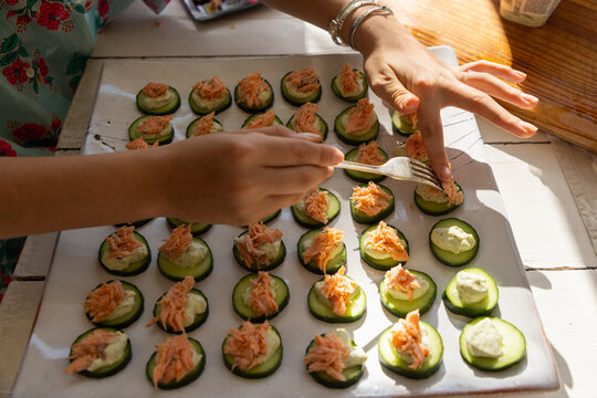 preparing canap&eacute;s