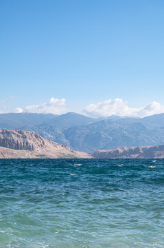 Strong bora winds around Pag Strait, Pag Island, Croatia
