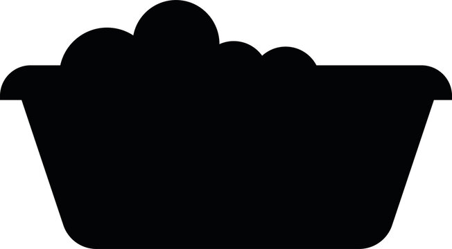 Black laundry basket tub with clothes icon transparent PNG
