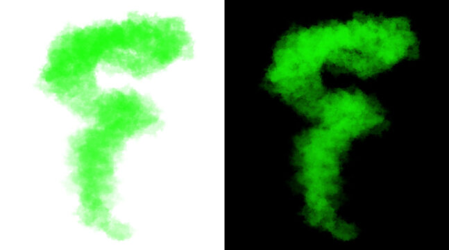 Vibrant green smoke explosion on white and black backgrounds, neon powder cloud burst, toxic gas vapor effect for creative design