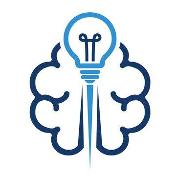 Human brain with electric bulb lamp for Innovation or creativity, with abstract concept. 