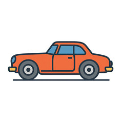 Fototapeta premium A simple flat vector icon of an orange vintage coupe car.