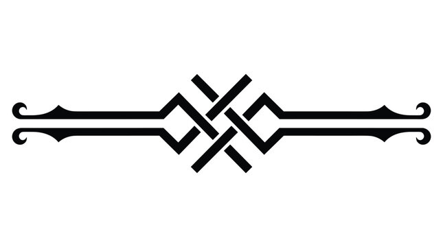 Minimalist geometric knot divider displays clean black interlaced lines with sharp angles for modern document layout and typography.