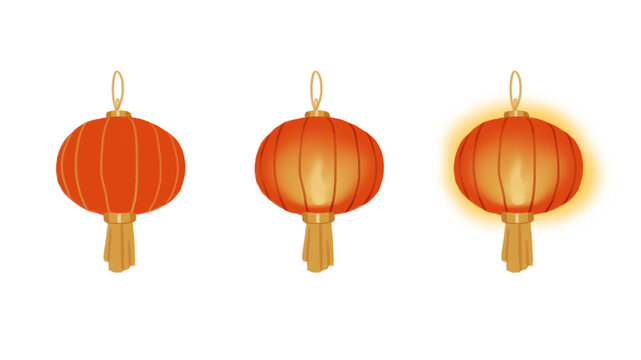 Chinese new year lanterns , lunar new year , Lit paper lanterns