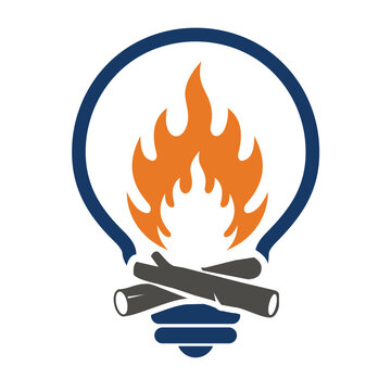 light bulb with fire flames icon. Spirit, Innovation or creativity, with abstract concept. 