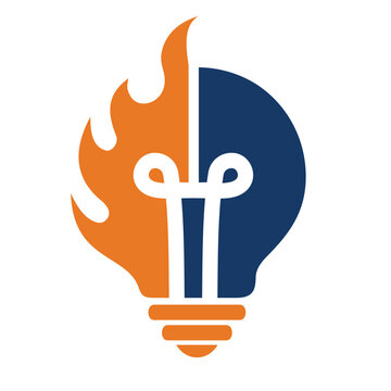 light bulb with fire flames icon. Spirit, Innovation or creativity, with abstract concept. 
